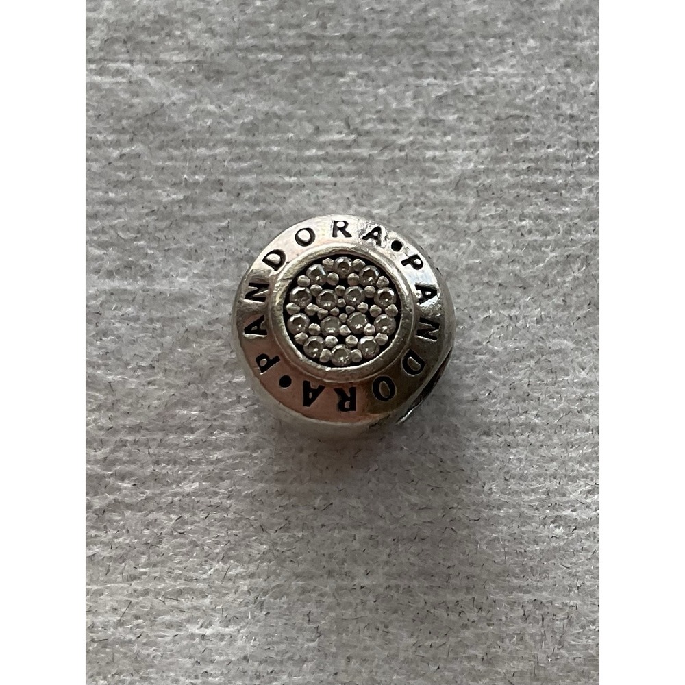 Pandora Signature charm ALE 925 Sterling Silver Clear Stones